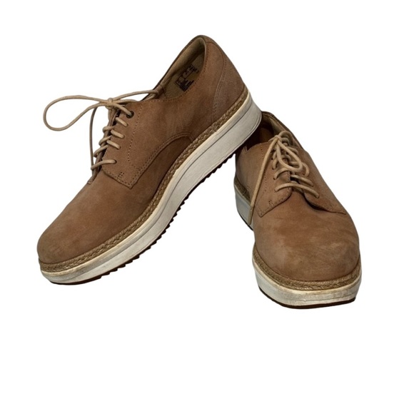 Clarks Artisan Tan Loafers - Size 7 - Lace Up Sneaker Style Platform Shoes S6 - Picture 1 of 10